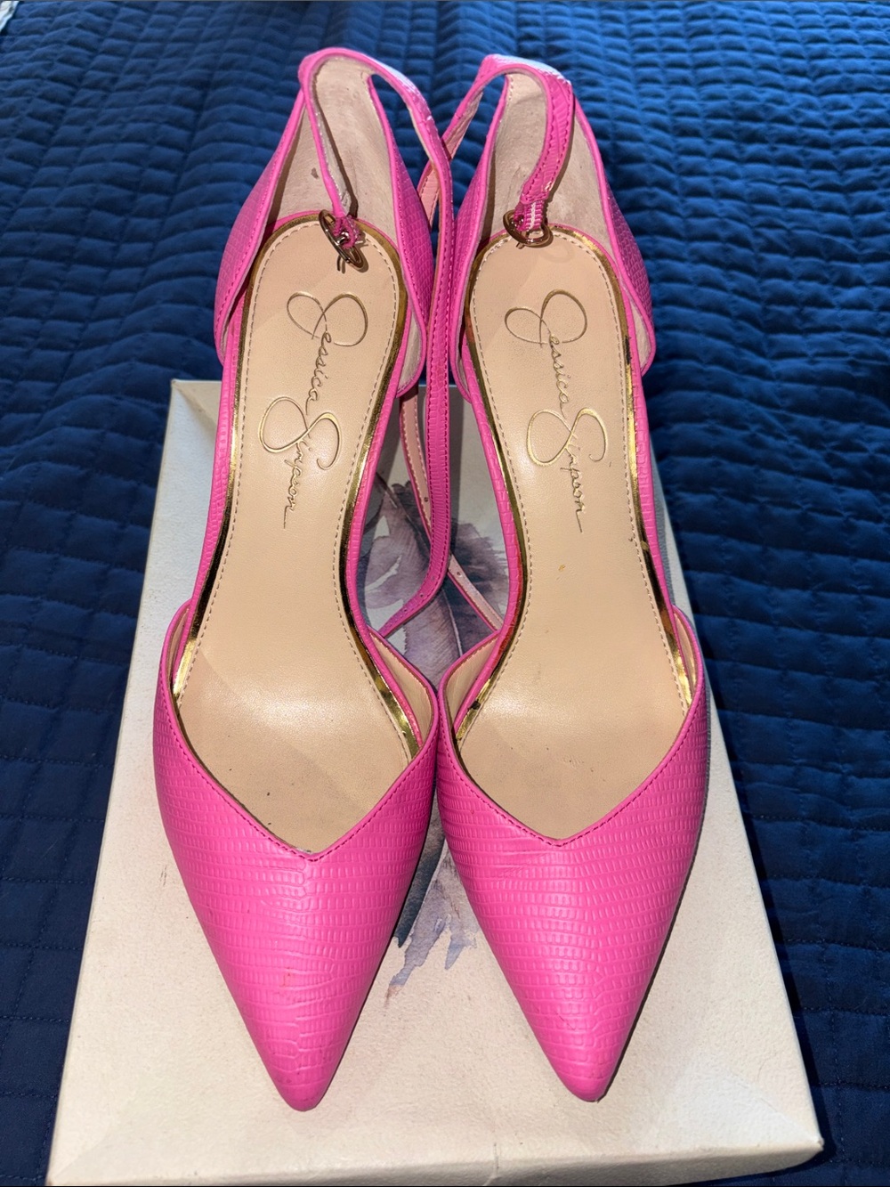 Jessica Simpson Hot Pink Pointed-Toe Slingback Heels